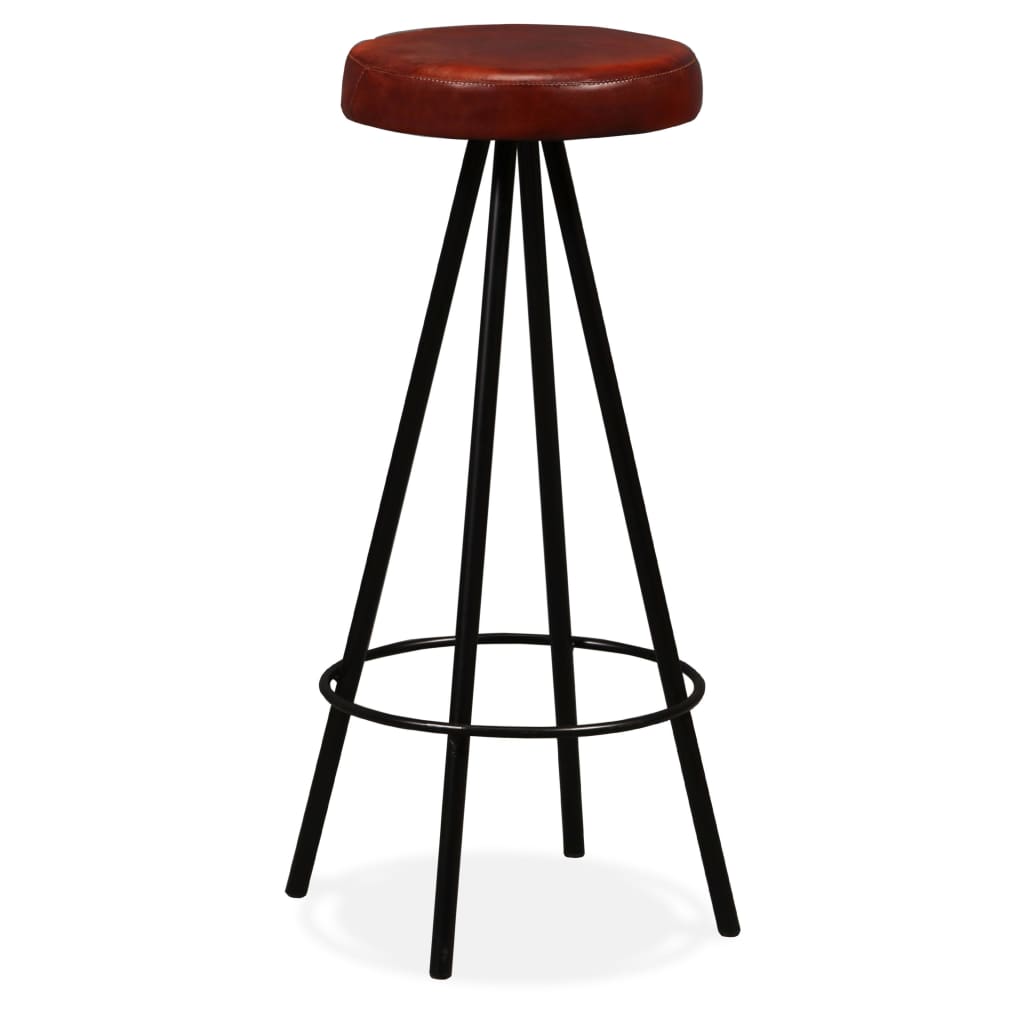 Set Mobilier Bar, 3 Piese Lemn Masiv Reciclat Și Piele Naturală