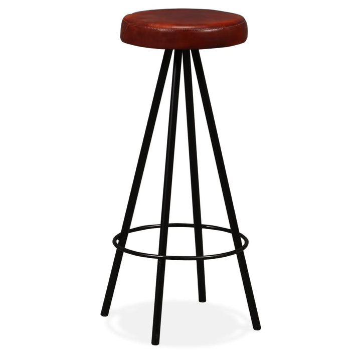 Set Mobilier Bar, 3 Piese Lemn Masiv Reciclat Și Piele Naturală
