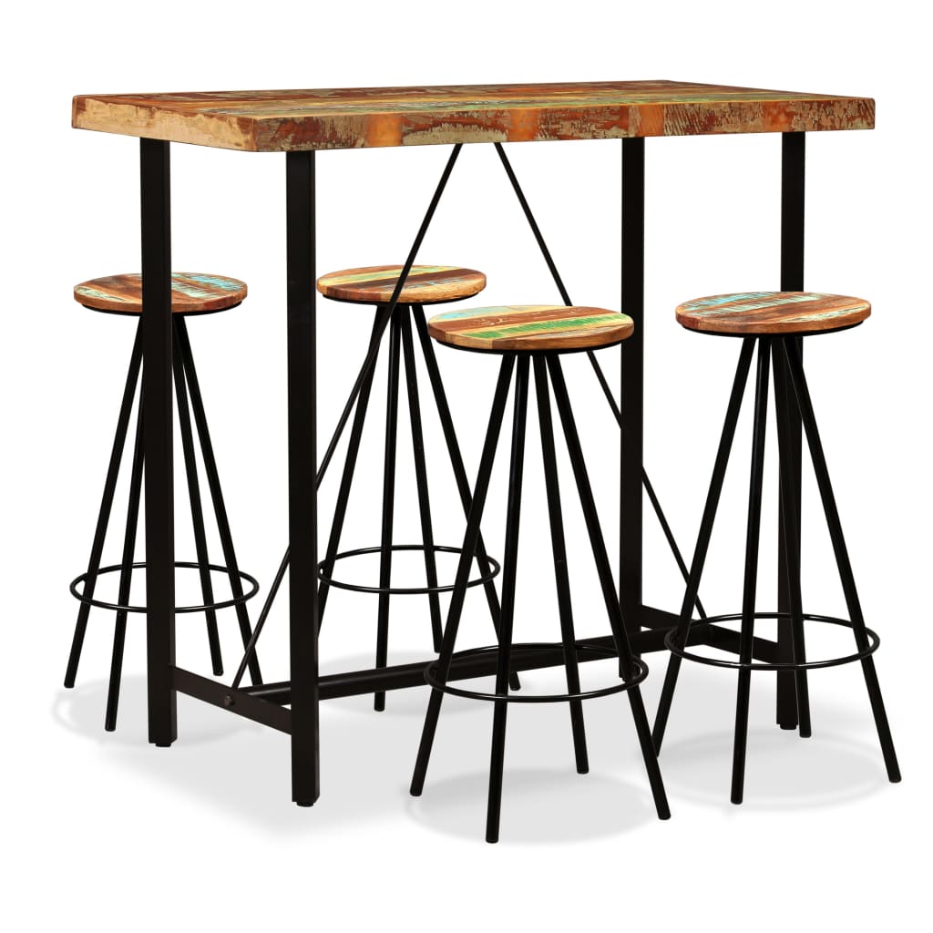 Set Mobilier De Bar, 7 Piese, Lemn Masiv Reciclat