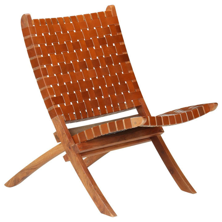 Scaun Relaxant Pliant, , Piele Naturală