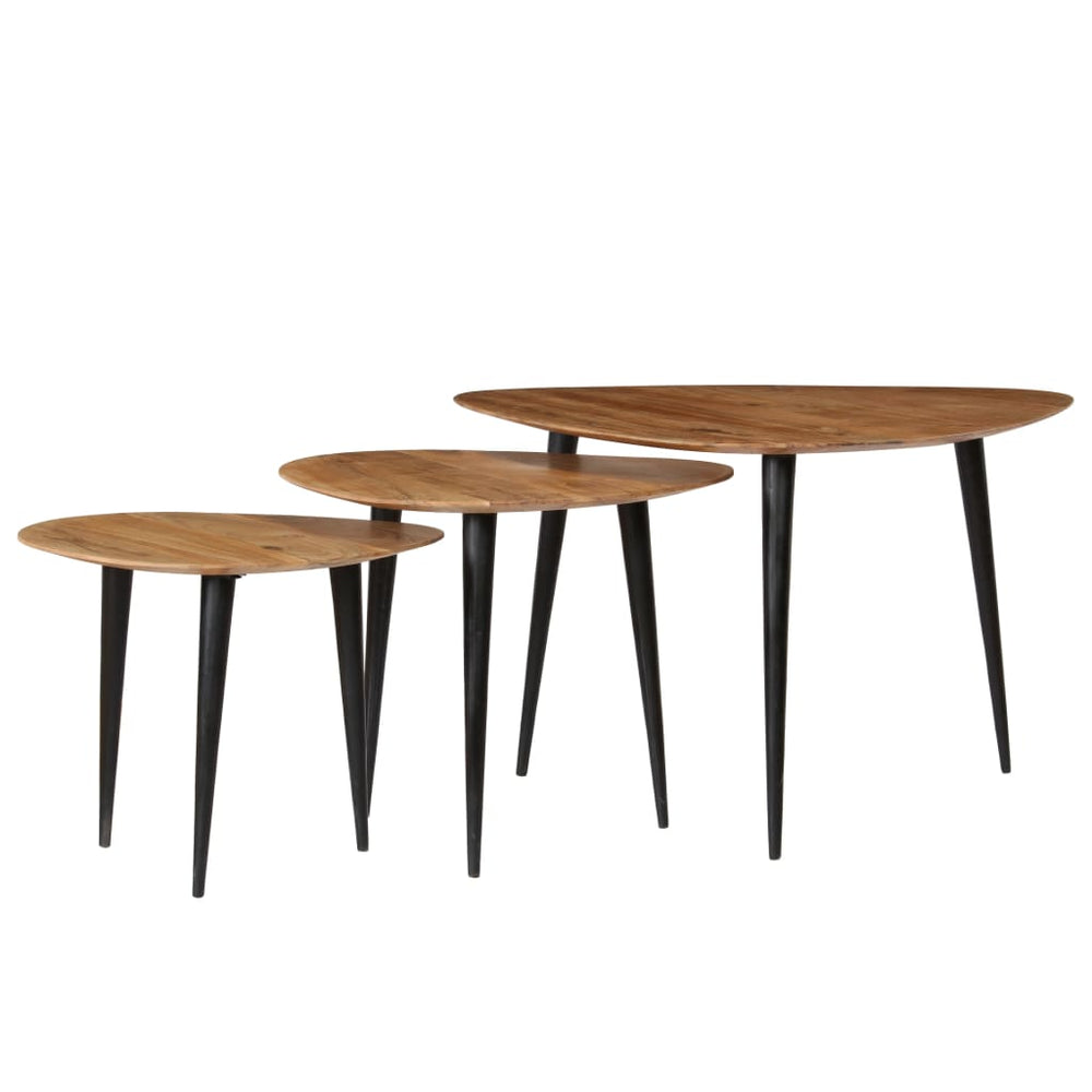 Set Mese De Cafea, 3 Piese, Lemn Masiv De Acacia