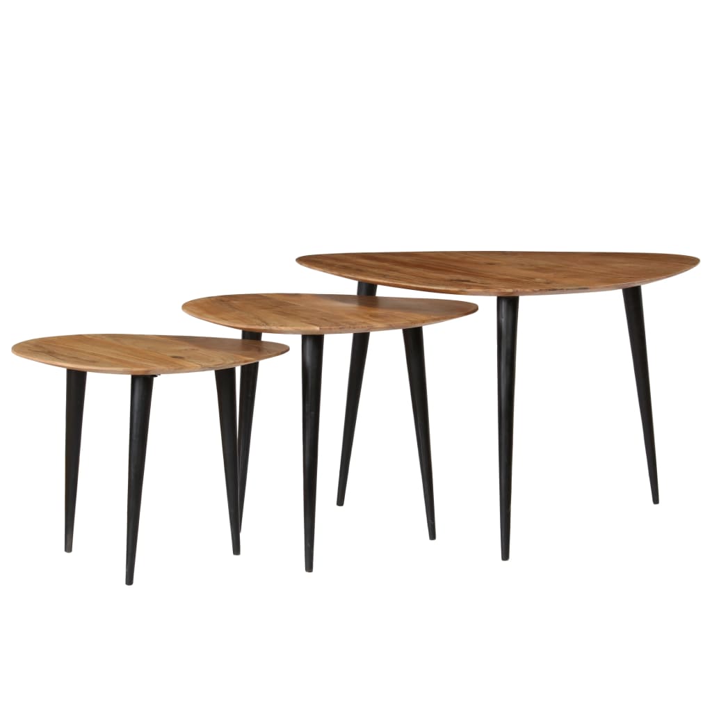Set Mese De Cafea, 3 Piese, Lemn Masiv De Acacia