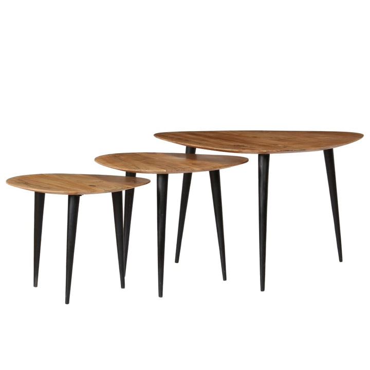 Set Mese De Cafea, 3 Piese, Lemn Masiv De Acacia
