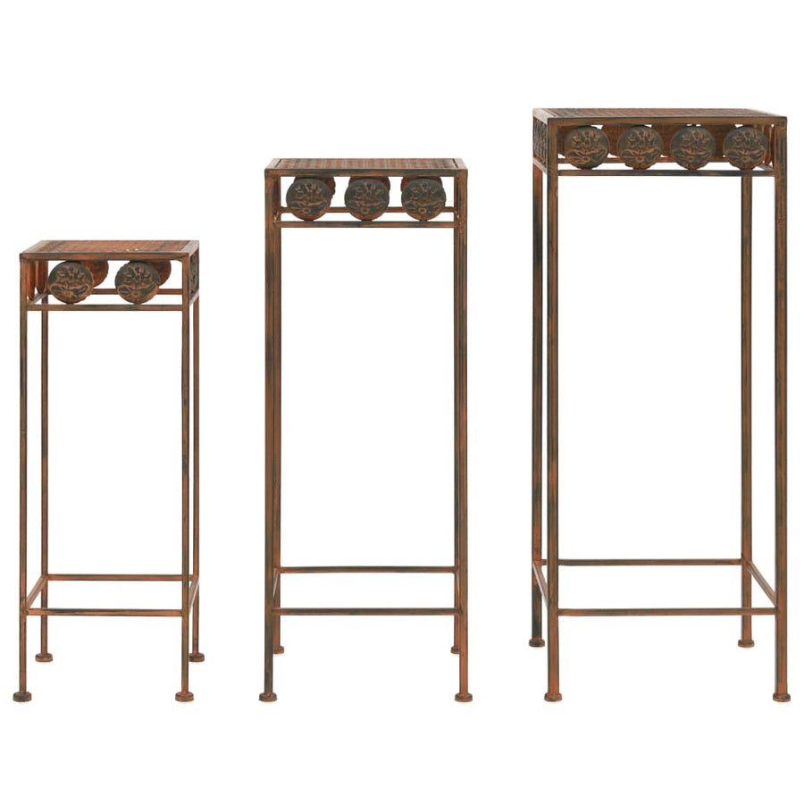 Set Suport Plante, 3 Buc., Ruginiu, Metal, Stil Vintage