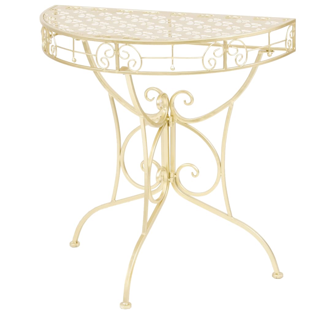 Masă Laterală Stil Vintage Semirotundă Metal 72X36X74 Cm
