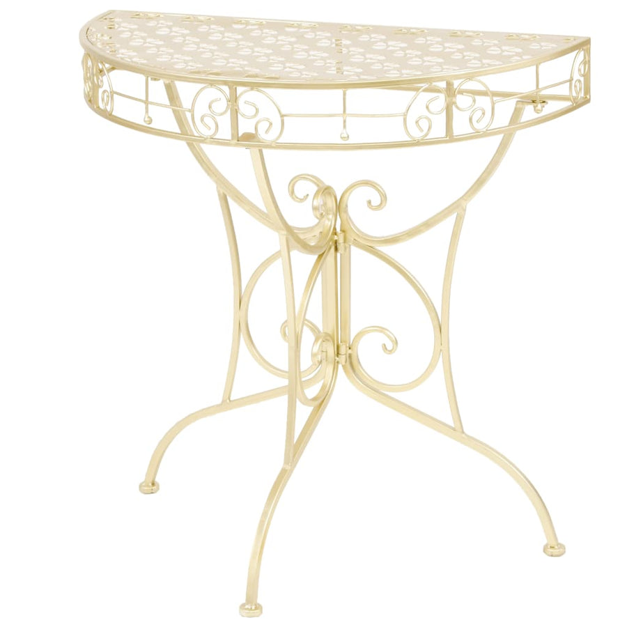 Masă Laterală Stil Vintage Semirotundă Metal 72X36X74 Cm