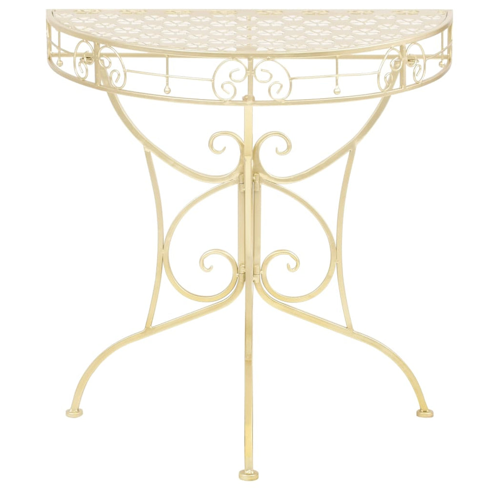 Masă Laterală Stil Vintage Semirotundă Metal 72X36X74 Cm