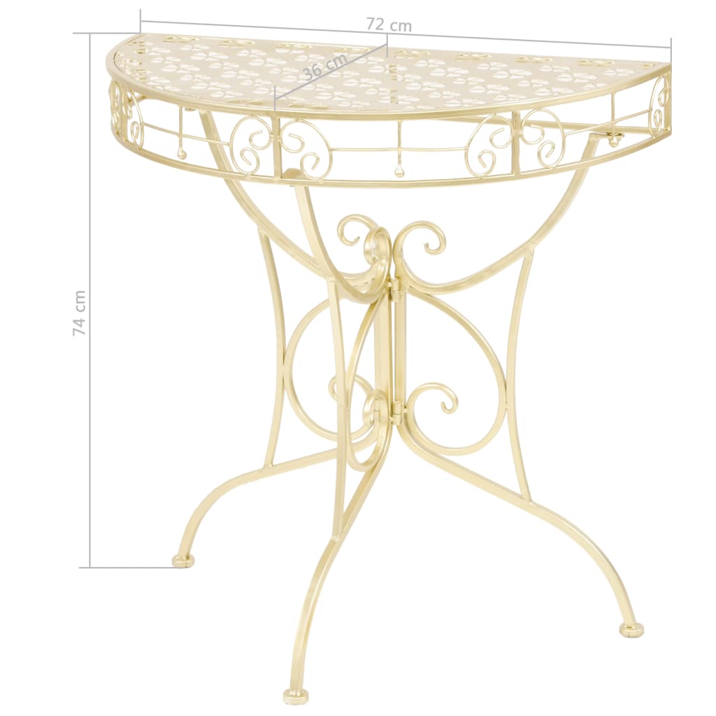 Masă Laterală Stil Vintage Semirotundă Metal 72X36X74 Cm