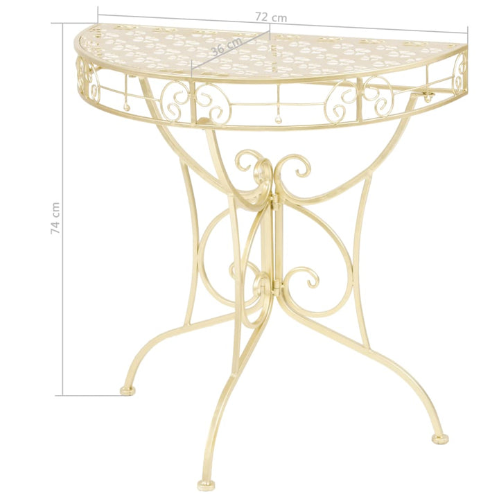 Masă Laterală Stil Vintage Semirotundă Metal 72X36X74 Cm