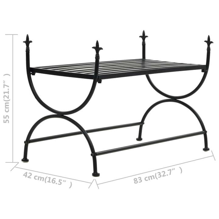 Bancă În Stil Vintage, Negru, Metal, 83X42X55 Cm