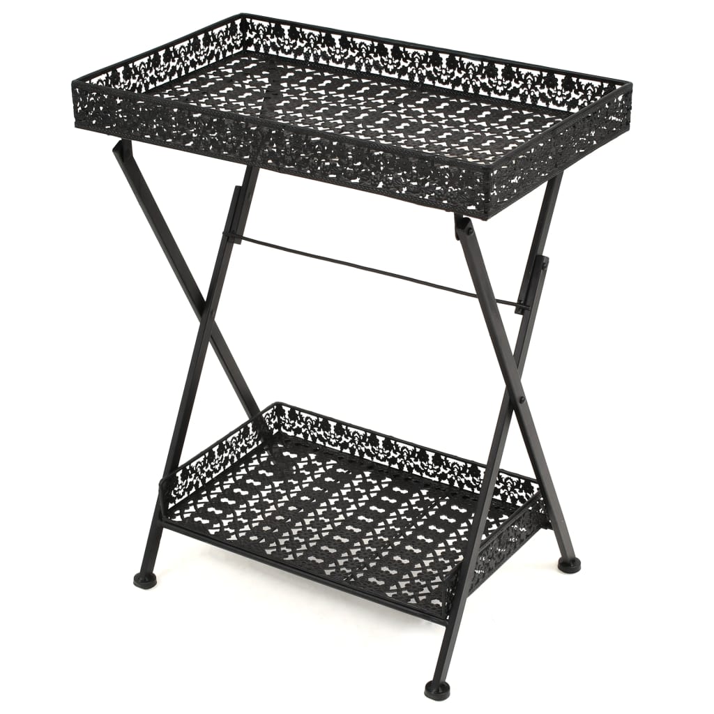 Măsuță De Ceai Pliabilă Stil Vintage Negru 58X35X72 Cm Metal