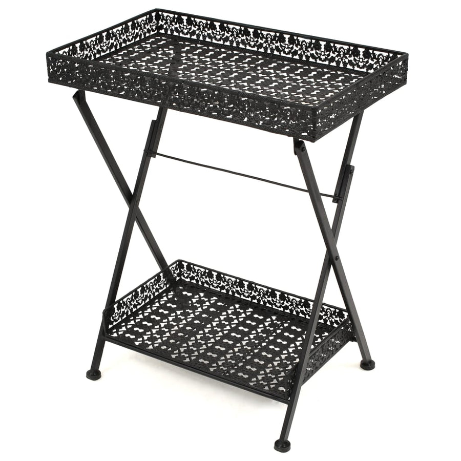 Măsuță De Ceai Pliabilă Stil Vintage Negru 58X35X72 Cm Metal