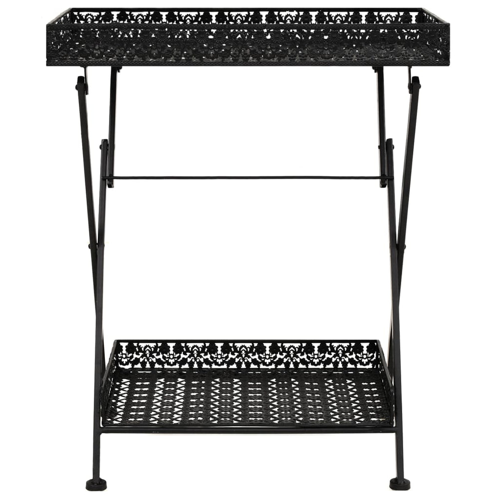 Măsuță De Ceai Pliabilă Stil Vintage Negru 58X35X72 Cm Metal