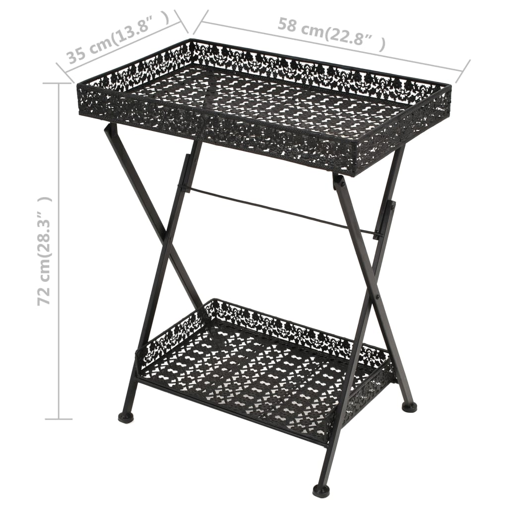 Măsuță De Ceai Pliabilă Stil Vintage Negru 58X35X72 Cm Metal