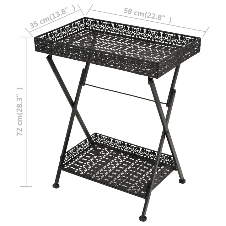 Măsuță De Ceai Pliabilă Stil Vintage Negru 58X35X72 Cm Metal