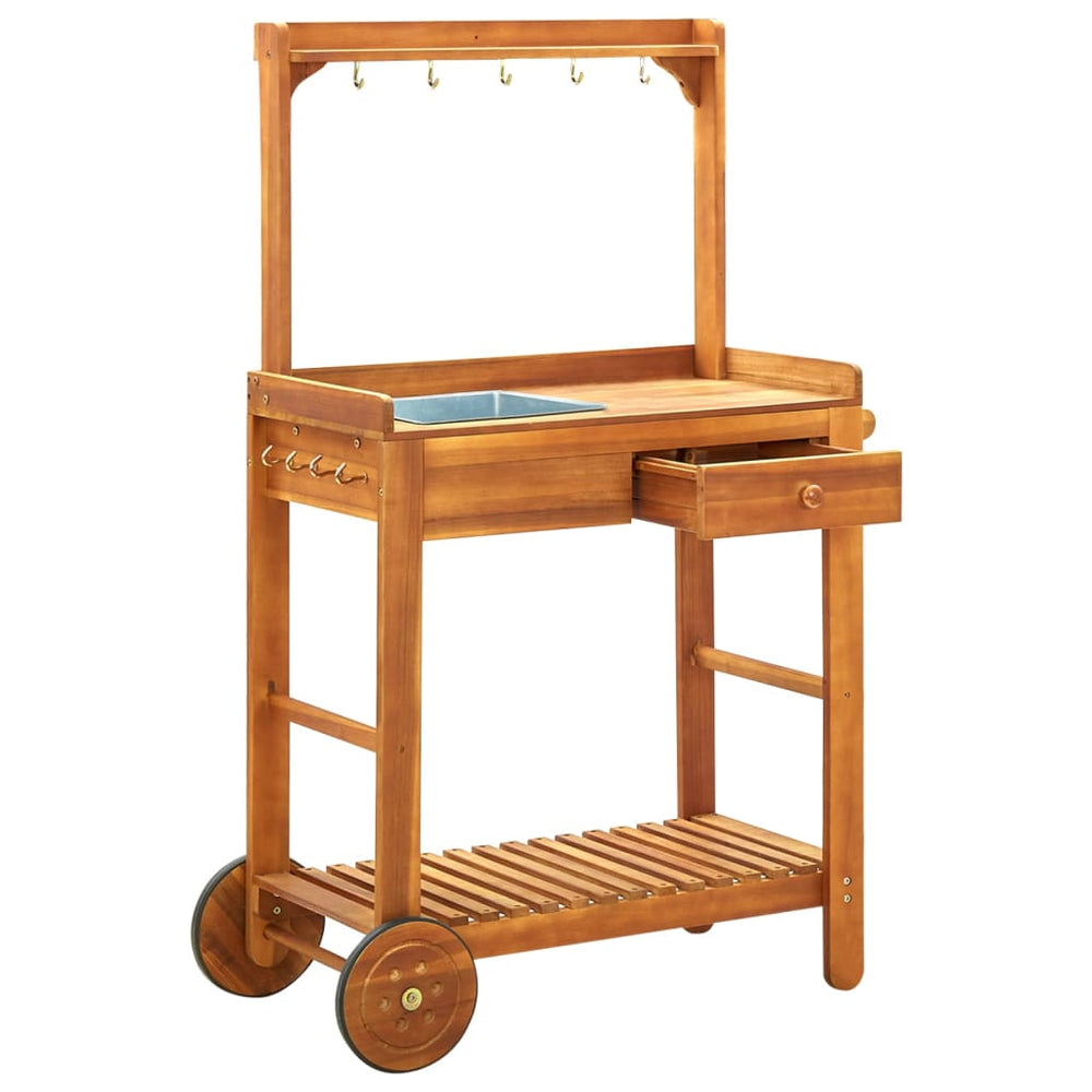Cărucior Bucătărie Grădină, 92X43,5X141,5 Cm, Lemn De Acacia