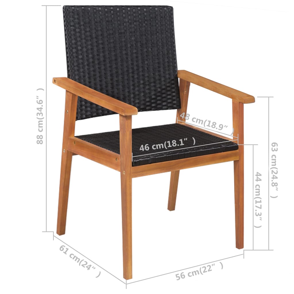 Set Mobilier De Exterior, 5 Piese, Negru Și Maro, Poliratan