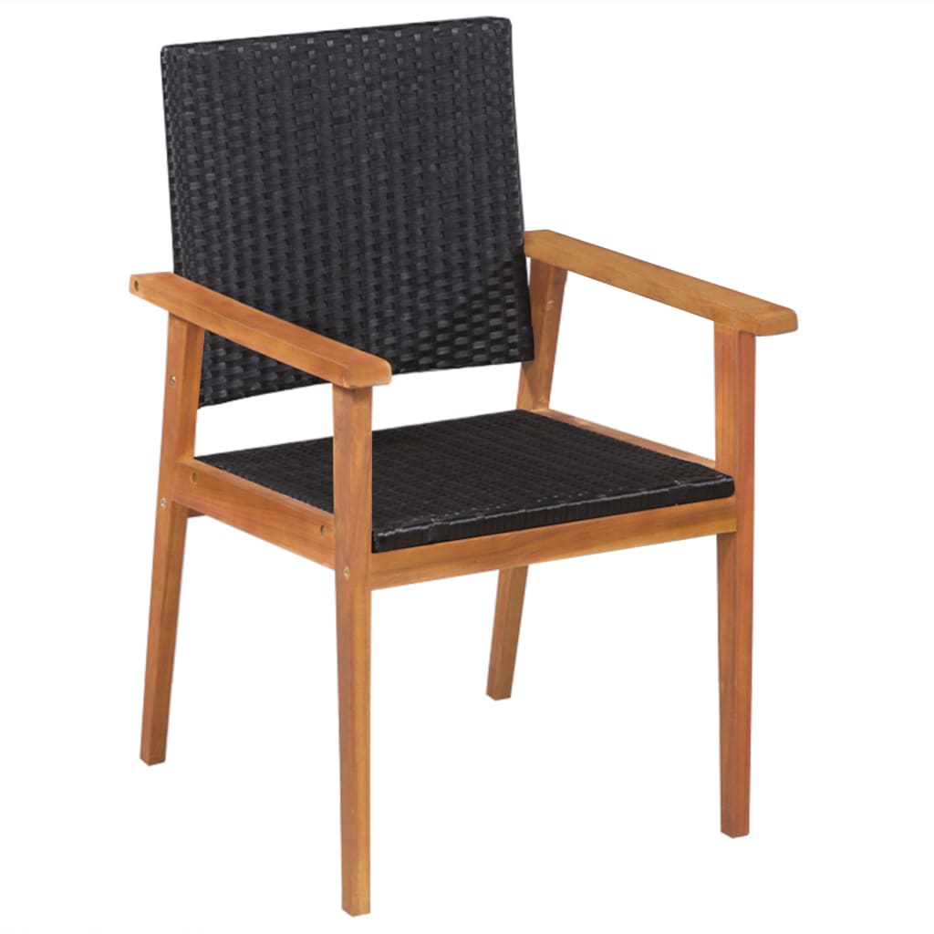 Set Mobilier De Exterior, 5 Piese, Negru Și Maro, Poliratan