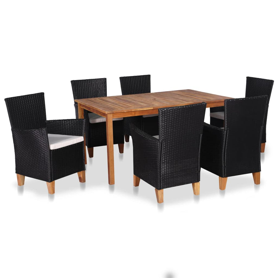 Vixl Set Mobilier De Exterior, 7 Piese, Negru Și Maro, Poliratan