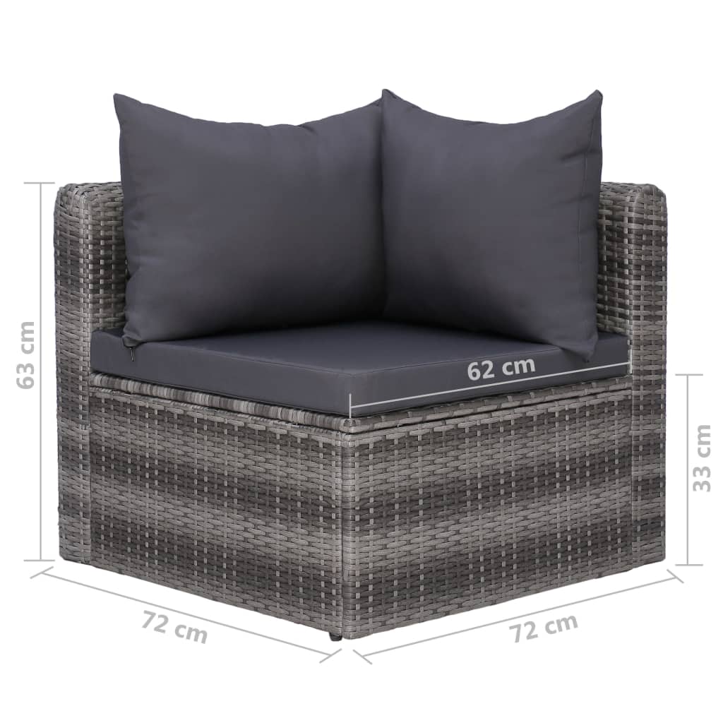 Set Mobilier De Grădină Cu Perne, 8 Piese, Gri, Poliratan