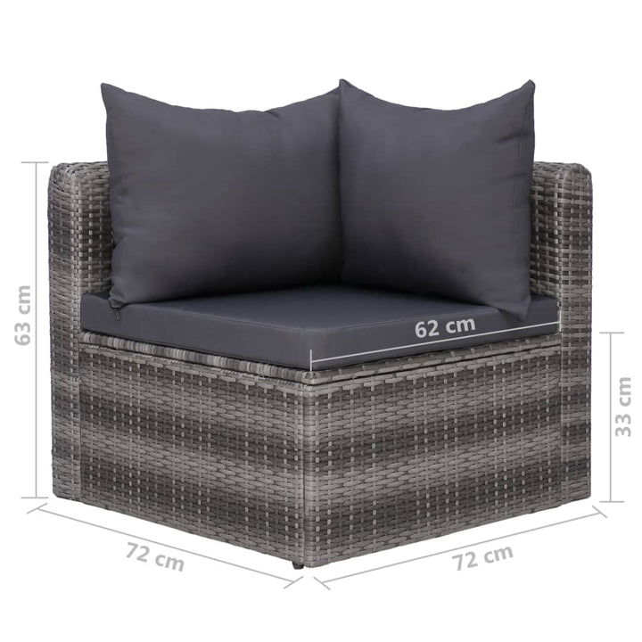 Set Mobilier De Grădină Cu Perne, 8 Piese, Gri, Poliratan