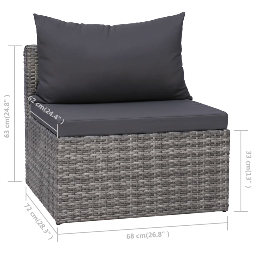 Set Mobilier De Grădină Cu Perne, 8 Piese, Gri, Poliratan
