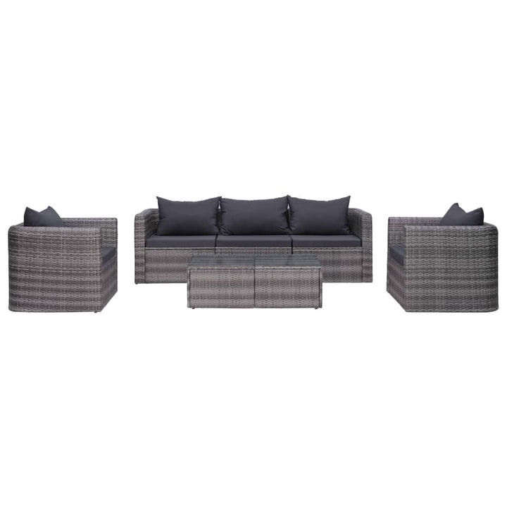 Set Mobilier De Grădină Cu Perne, 8 Piese, Gri, Poliratan