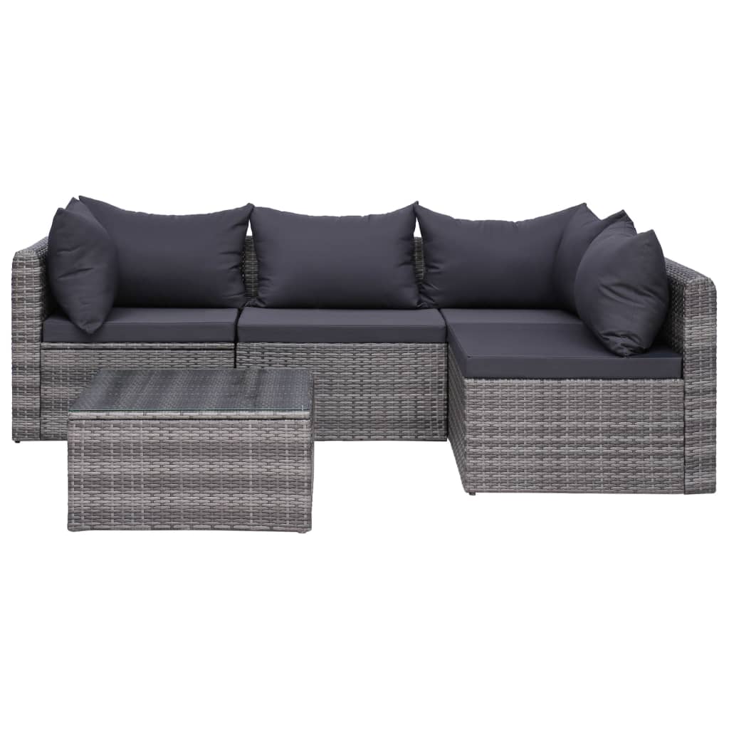 Set Mobilier De Grădină Cu Perne, 8 Piese, Gri, Poliratan