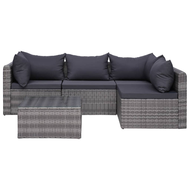 Set Mobilier De Grădină Cu Perne, 8 Piese, Gri, Poliratan