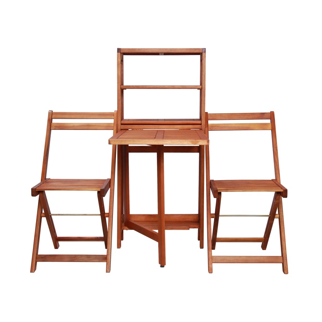 Set Mobilier Bistro Pliabil, 3 Piese, Lemn Masiv De Acacia