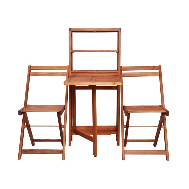Set Mobilier Bistro Pliabil, 3 Piese, Lemn Masiv De Acacia