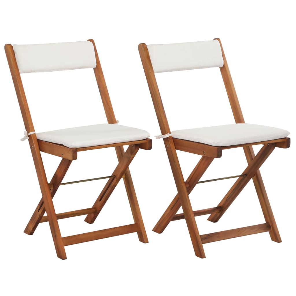 Set Bistro Pliabil Cu Perne, 3 Piese, Lemn Masiv De Acacia