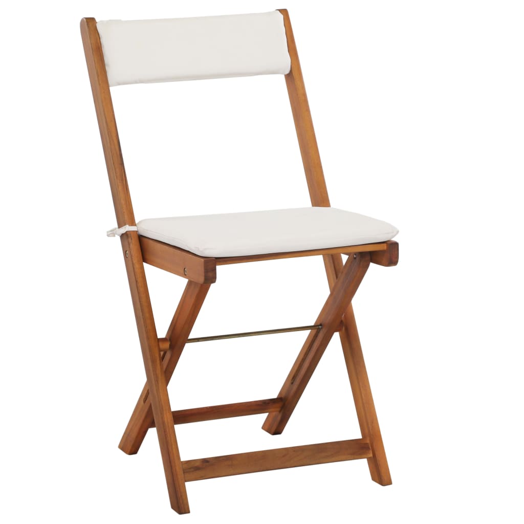 Set Bistro Pliabil Cu Perne, 3 Piese, Lemn Masiv De Acacia