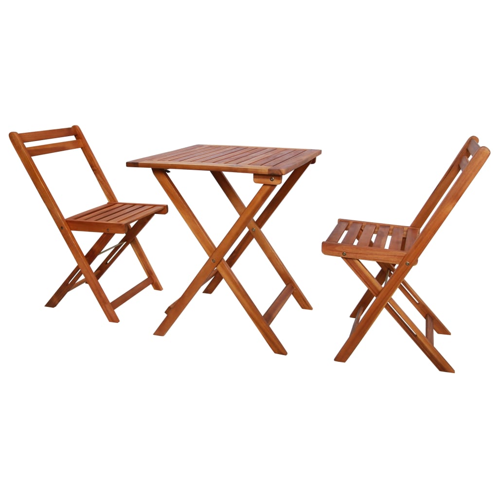 Set Bistro Pliabil Cu Perne, 3 Piese, Lemn Masiv De Acacia