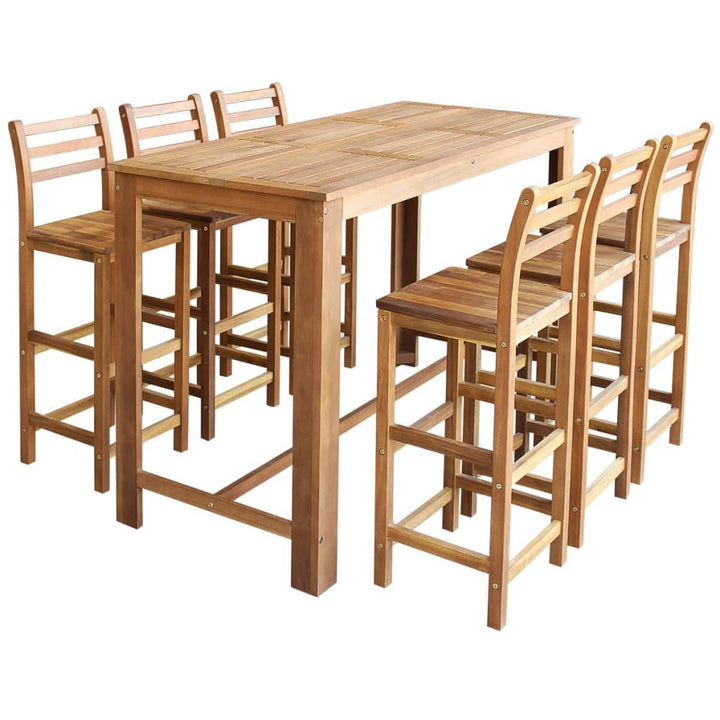 Set Masă Și Scaune De Bar, 7 Piese, Lemn Masiv De Acacia