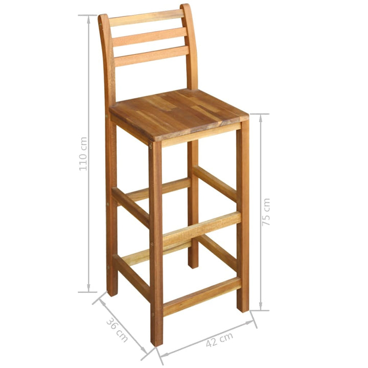 Set Masă Și Scaune De Bar, 7 Piese, Lemn Masiv De Acacia