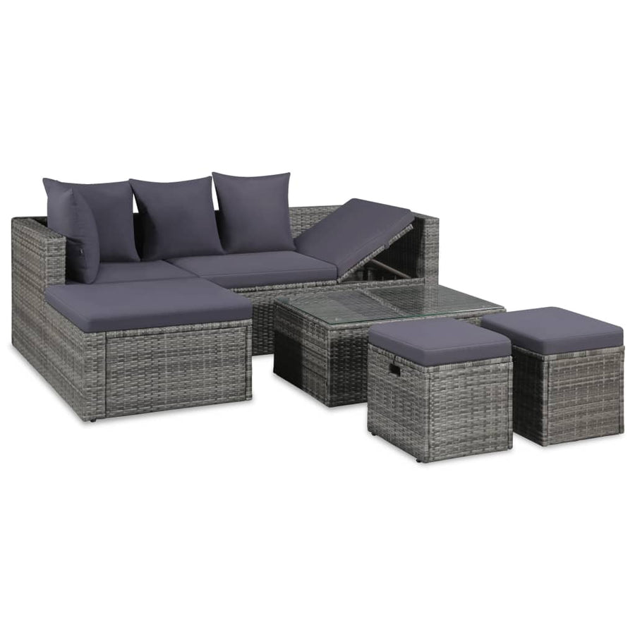 Set Mobilier De Grădină Cu Perne, 4 Piese, , Poliratan