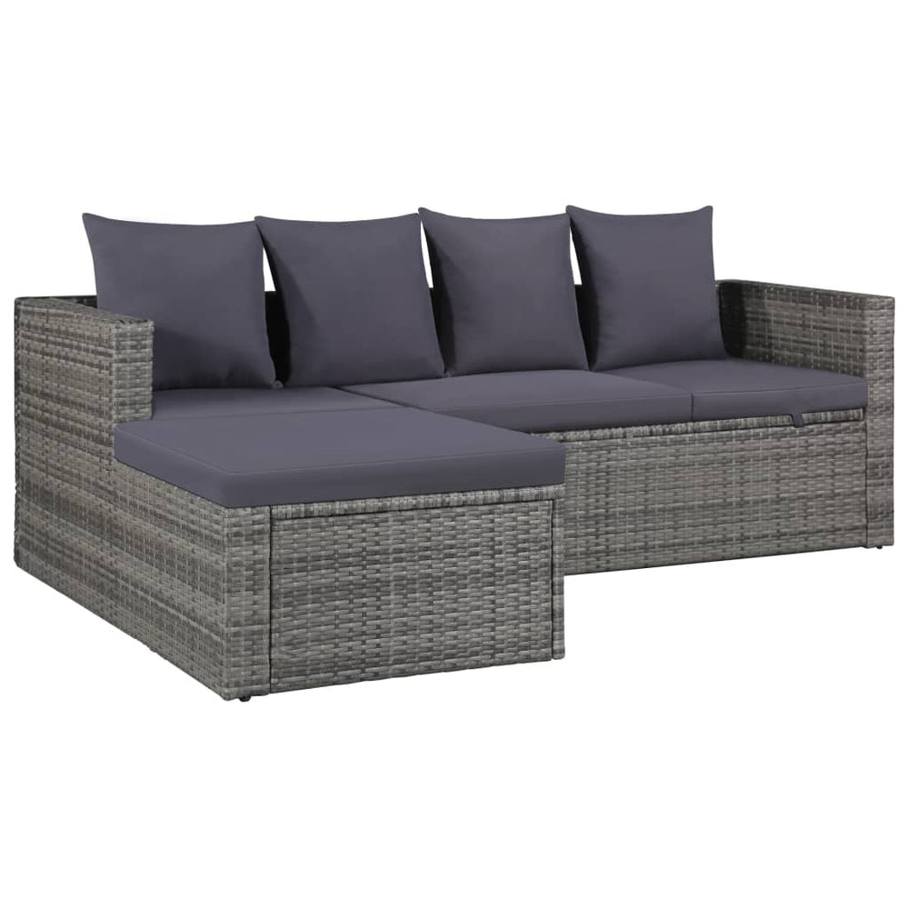 Set Mobilier De Grădină Cu Perne, 4 Piese, , Poliratan