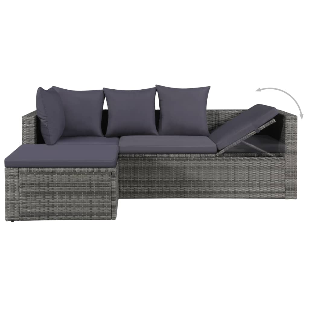 Set Mobilier De Grădină Cu Perne, 4 Piese, , Poliratan