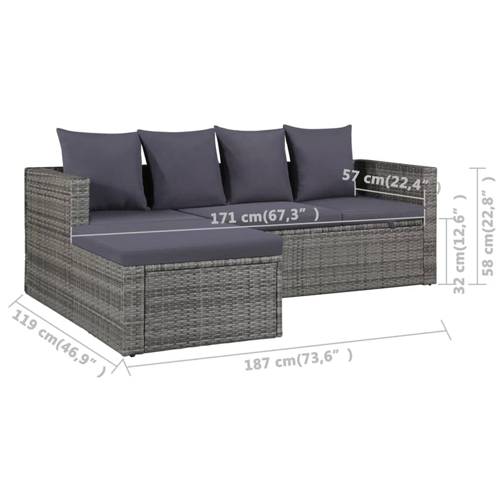 Set Mobilier De Grădină Cu Perne, 4 Piese, , Poliratan