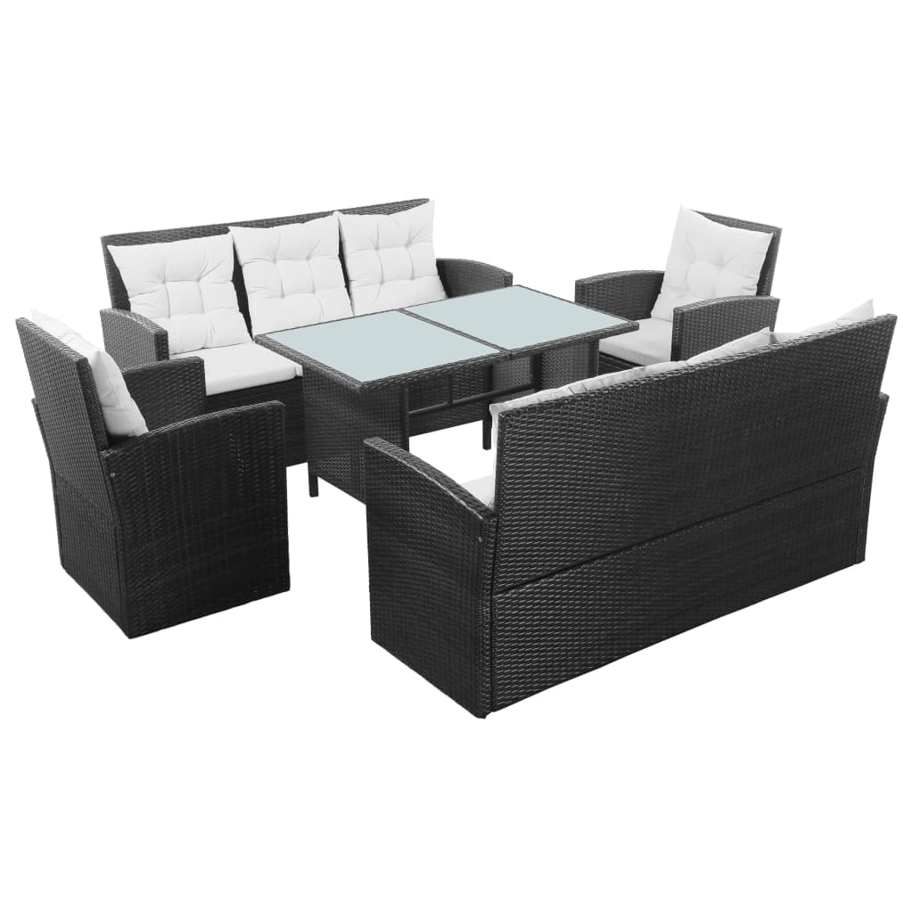 Set Mobilier De Grădină Cu Perne, 5 Piese, , Poliratan