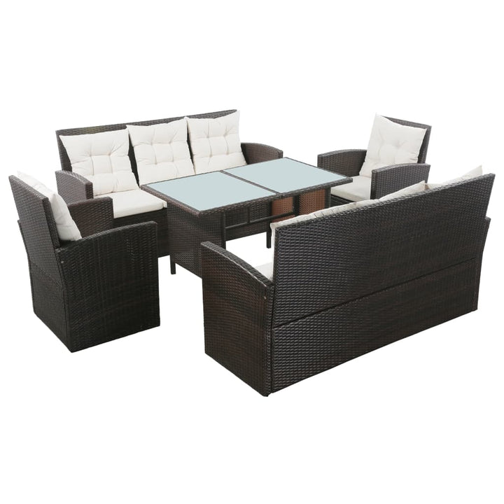 Set Mobilier De Grădină Cu Perne, 5 Piese, , Poliratan
