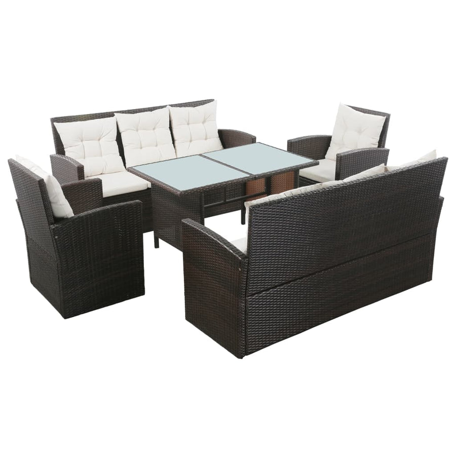 Set Mobilier De Grădină Cu Perne, 5 Piese, , Poliratan
