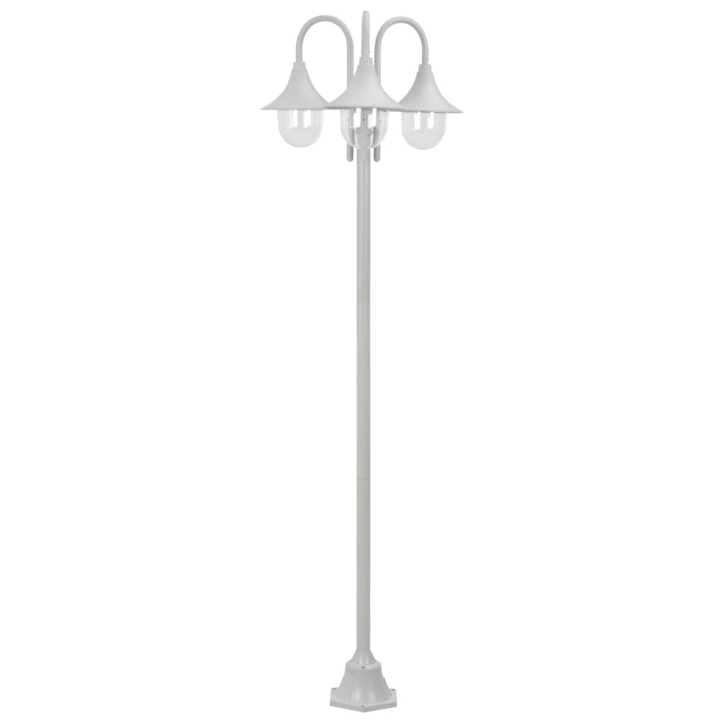 Stâlp Iluminare Grădină, E27, 220 Cm, Aluminiu, 3 Lămpi,
