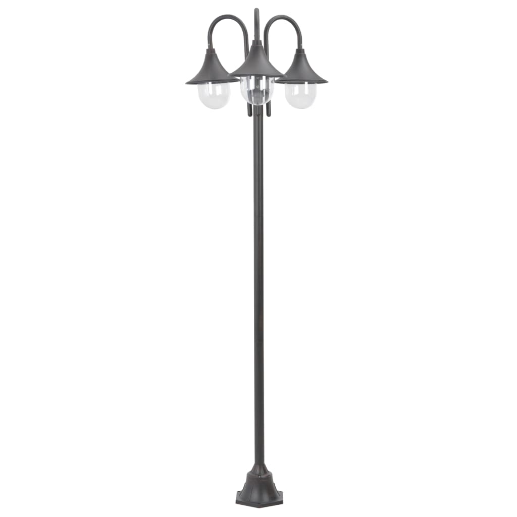 Stâlp Iluminare Grădină, E27, 220 Cm, Aluminiu, 3 Lămpi,