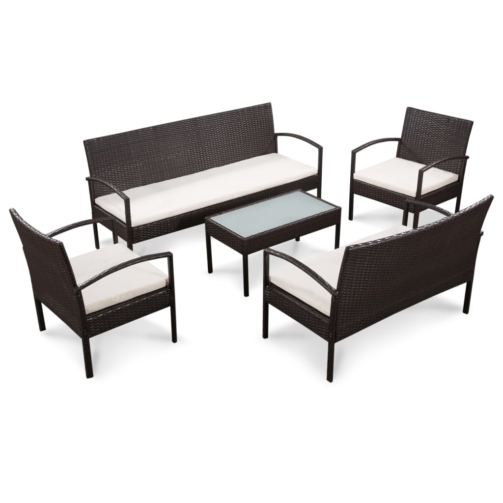 Set Mobilier De Grădină Cu Perne, 5 Piese, , Poliratan