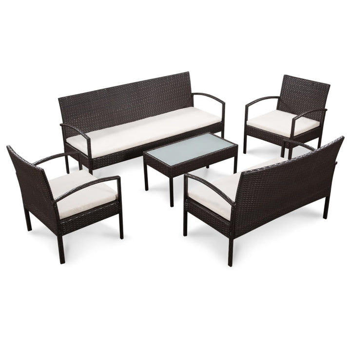 Set Mobilier De Grădină Cu Perne, 5 Piese, , Poliratan
