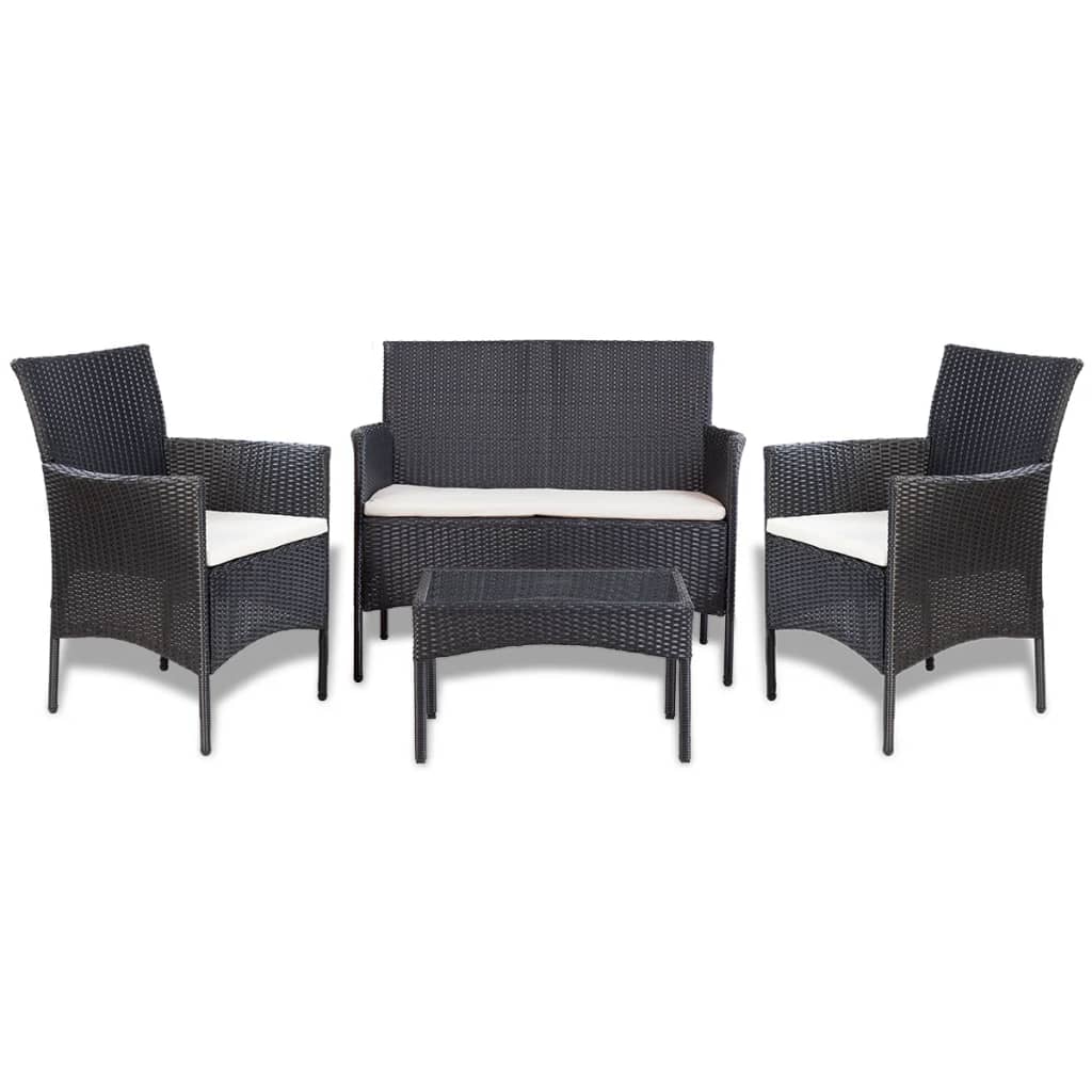 Set Mobilier De Grădină Cu Perne, 4 Piese, , Poliratan