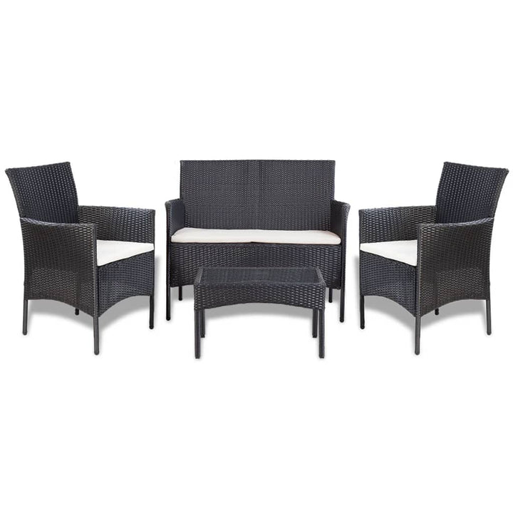 Set Mobilier De Grădină Cu Perne, 4 Piese, , Poliratan