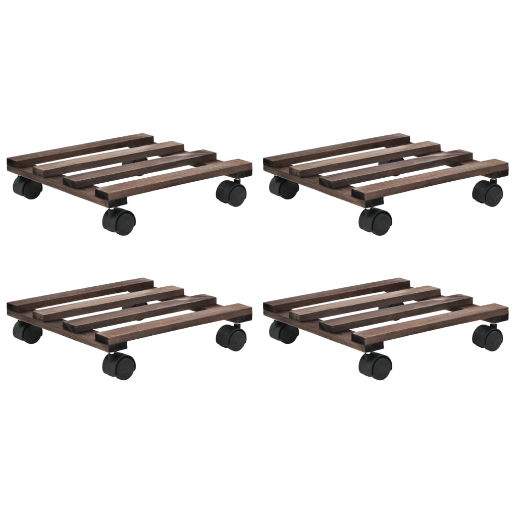 Suport Cu Role Pentru Plante, 4 Buc., 25X25 Cm, Lemn De Cedru